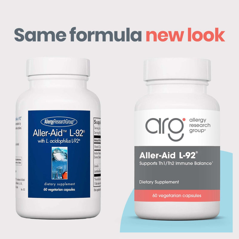 ARG Aller-Aid L-92 Postbiotic Immune Capsules, 60 Capsules | L-92 Postbiotic With Vitamin C and Botanicals for Histamine and Seasonal Support, Hypoallergenic, 60 Servings