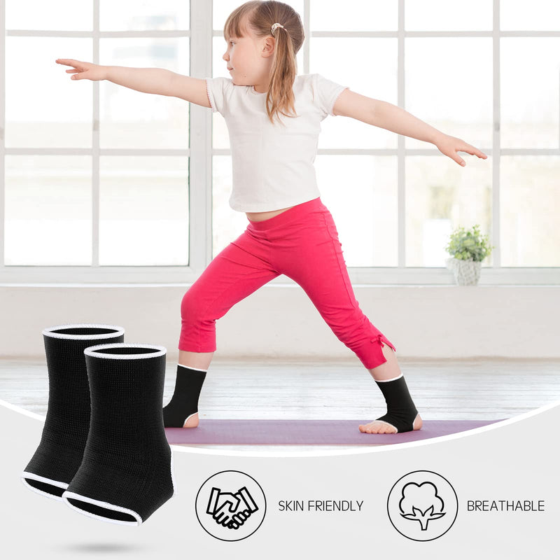 Haysandy 4 Pieces/ 2 Pair Kids Ankle Support Brace Elastic Kids Compression Socks Knitted Ankle Sleeve for Jogging Running Fitness(Black, Dark Blue,5-10 Years) 5-10 Years Black, Dark Blue