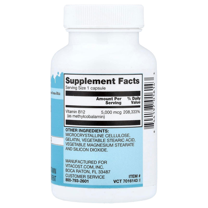 Vitacost Vitamin B12, 5,000 mcg, 60 Capsules