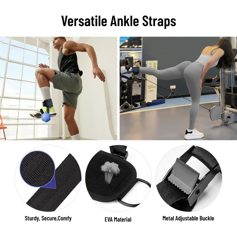 Ankle Straps for Dumbbell and Cable Machine, Monkey Foot Dumbbell Attachment Straps for Gym Trainer and Ankle Straps for Weight Lifting, Leg Extensions for Women and Men Black (Pair)
