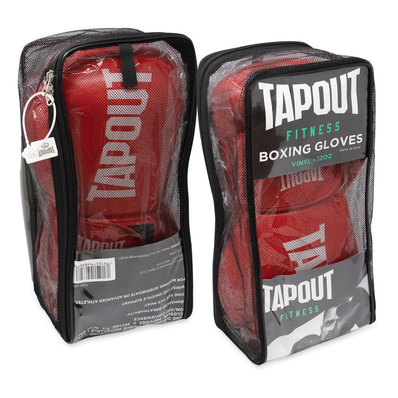 TAPOUT Boxing Gloves with Breathable Mesh Palm for Men and Women in Training, Muay Thai, Kickboxing, Sparring, and MMA Red 12 oz