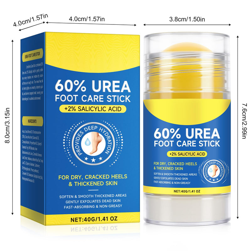 2Pack 60% Urea with 2% Salicylic Acid Urea Foot Care Stick, Foot Cream Moisturizer for Dry Cracked Feet, Knees, Elbows, Hands,Moisturizes and Hydrates the Dry Skin,Callus Remover & Skin Softener 1.41 Fl Oz (Pack of 2) - BeesActive Australia
