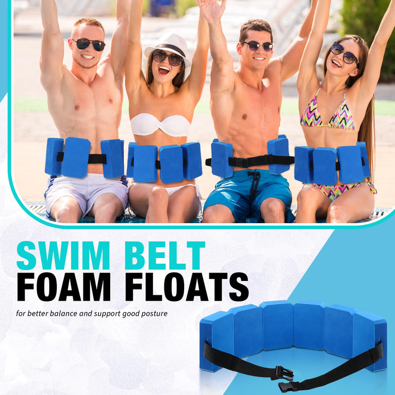 Lenwen 2 Pcs Swim Belt Flotation Belt Pool Exercise Equipment for Adults Adjustable Aquatic Auxiliary Swimming Waist Belt with EVA Foam Swim Training Aid for Beginners Easy and Safe Blue - BeesActive Australia