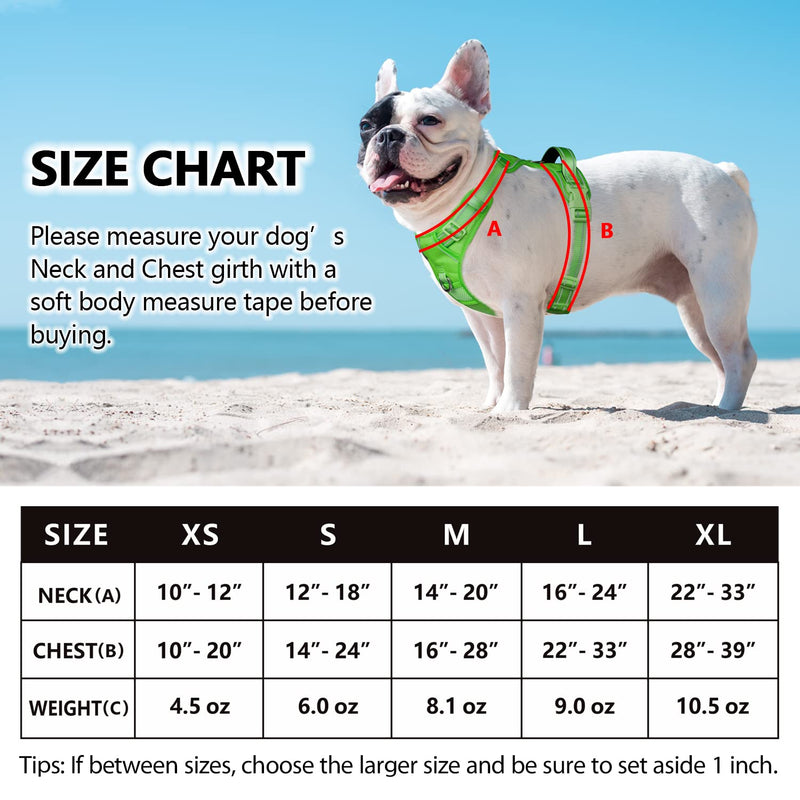 PoyPet No Pull Dog Harness, No Choke Reflective Dog Vest, Adjustable Pet Harnesses with Easy Control Padded Handle for Small Medium Large Dogs(Green Matching Trim,L) L Green(Matching Trim) - BeesActive Australia