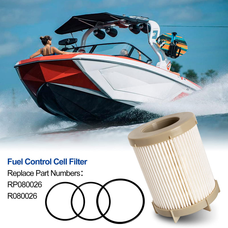 Fuel Filter RP080026 Compatible with PCM Engine - FCC Fuel Water Separator Element Compatible with Crusader MP 5.0 5.7 6.0L EFI Engine with Canister, Pleasurecraft 5.0L 5.7L V8 GM Marine Engine
