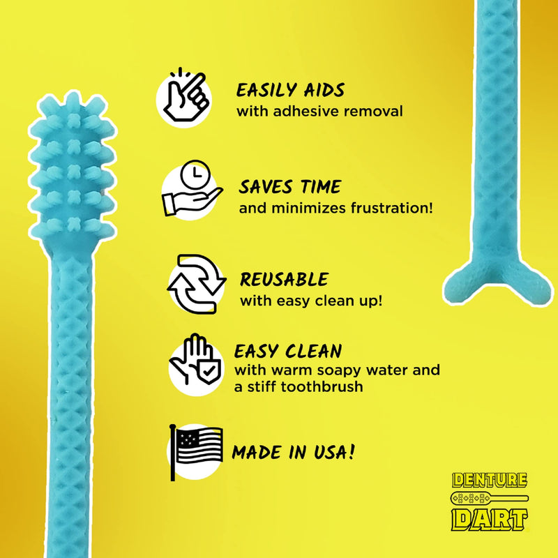 V3 Hard Plastic Denture Brush - Denture Gel Adhesive Remover - Remove Denture Gel Adhesive & Glue from Mouth & Gums, Oral Hygiene Product, Scraper w/Textured Grip and Rigid Bristles Red - BeesActive Australia