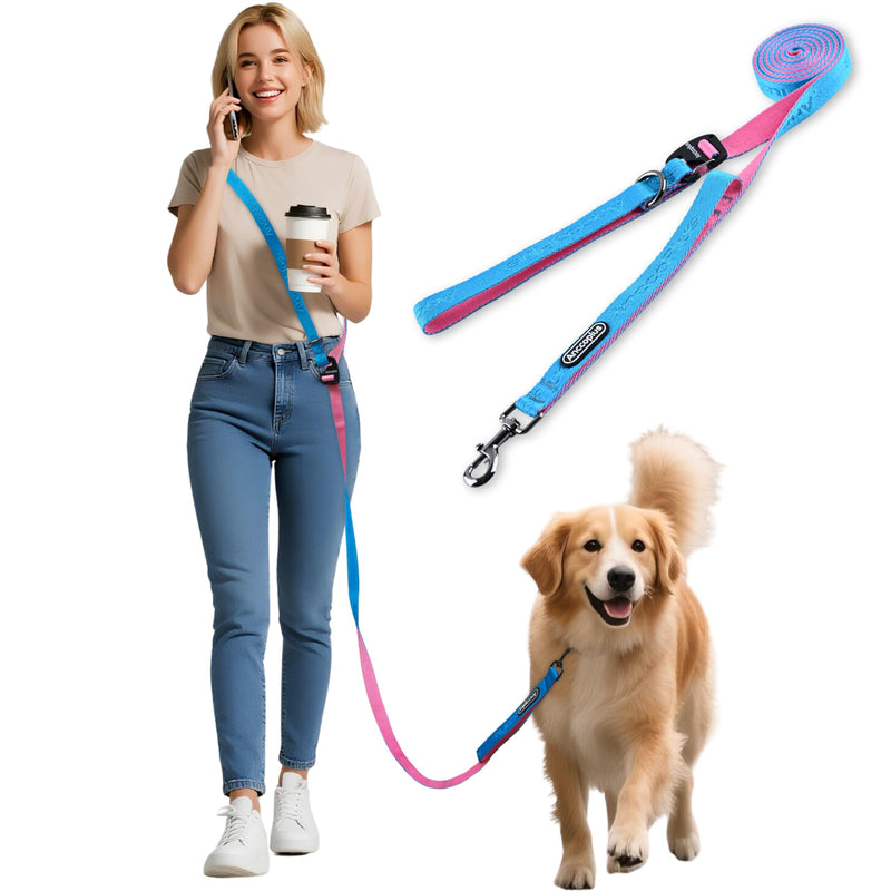 Anccoplus Hands Free Dog Leash, Multifunctional Crossbody Running for Dogs, Ultra-Light Dog Training Leash with Secure Clip, Short & Long Leashes, Adjustable Service Dog Leashes (Aqua Pink) Aqua Pink