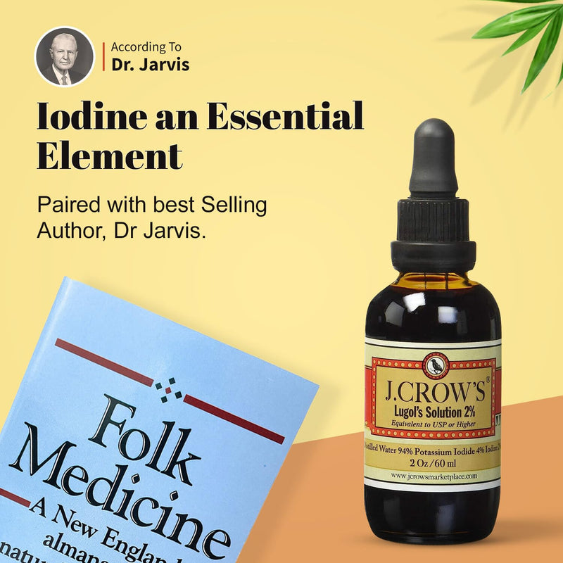 J.CROW'S¬Æ Lugol's 2% Iodine Solution & 'Folk Medicine' Book Bundle: Essential Iodine Formulation Since 1829 Paired with a New England Almanac of Natural Health Care Knowledge - BeesActive Australia