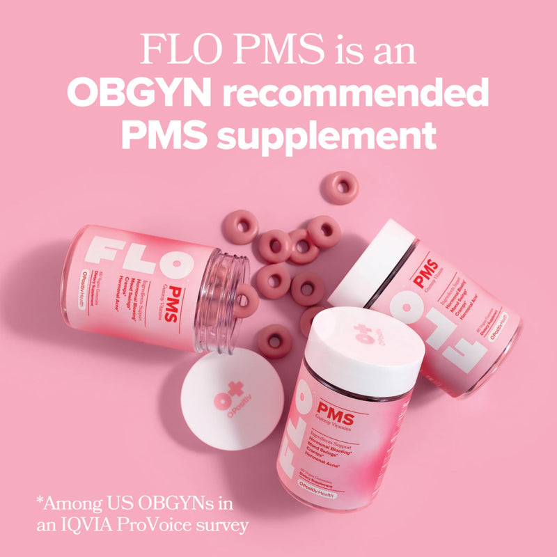 FLO PMS Gummies for Breakouts, Bloating, Cramps, & Mood – 30-Day Supply PMS Gummies (pack of 1)