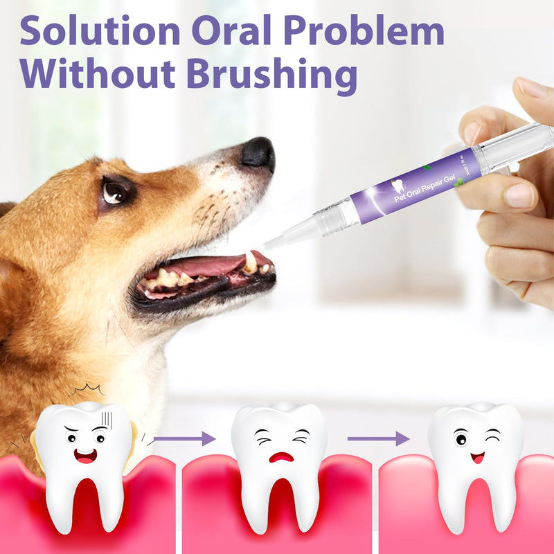 Pet Oral Repair Gel,Pet Oral Restoration White Gel,Pet Breath Freshener Gel No Brushing Oral Care Cleaner，Easy Teeth Cleaning Gel for Dogs & Cats,3ML (3box,6pcs) 6 - BeesActive Australia