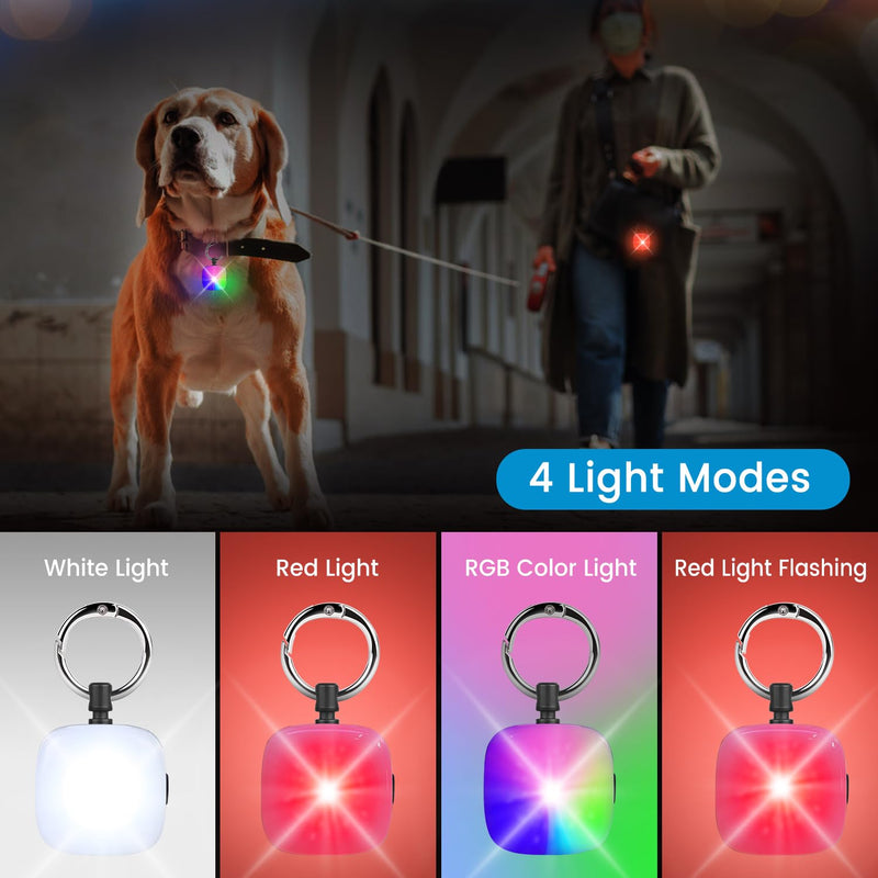 Dog Lights for Night Walking, 2 Pack Dog Light with 4 RGB Color Modes, Rechargeable Dog Collar Light Charm Clip On, Waterproof Safety Walking Light for Camping, Running, Cycling - BeesActive Australia