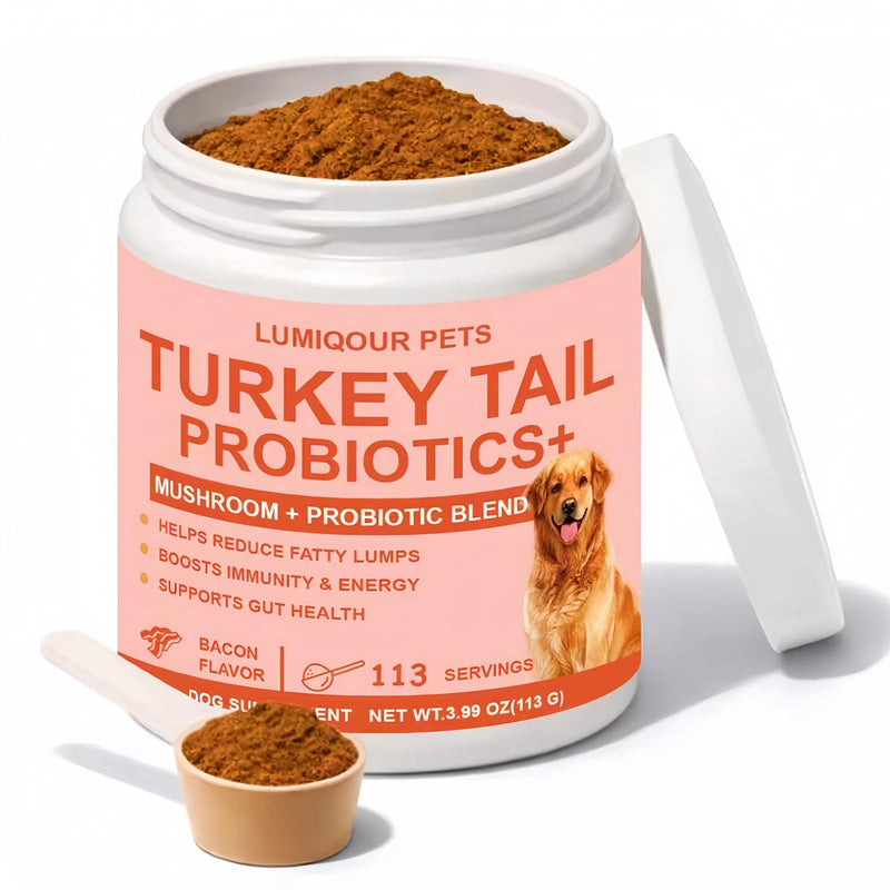 Lumiqour Turkey Tail for Dogs – Turkey Tail Mushroom for Dogs, Mushroom Supplement Powder, Support Your Mature Dog’s Immunity, Gut, Skin & Coat - 113 Scoops