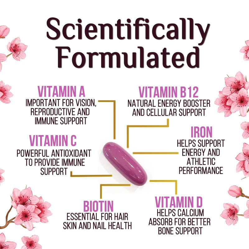 Multivitamin for Women - Complete Daily Womens Multivitamins with Calcium, Folic Acid, Vitamin A, C, D, E, & B Vitamins, Zinc and Iron - Vitamins for Bone, Energy & Immune Support - 60 Softgels 60 Count (Pack of 1)
