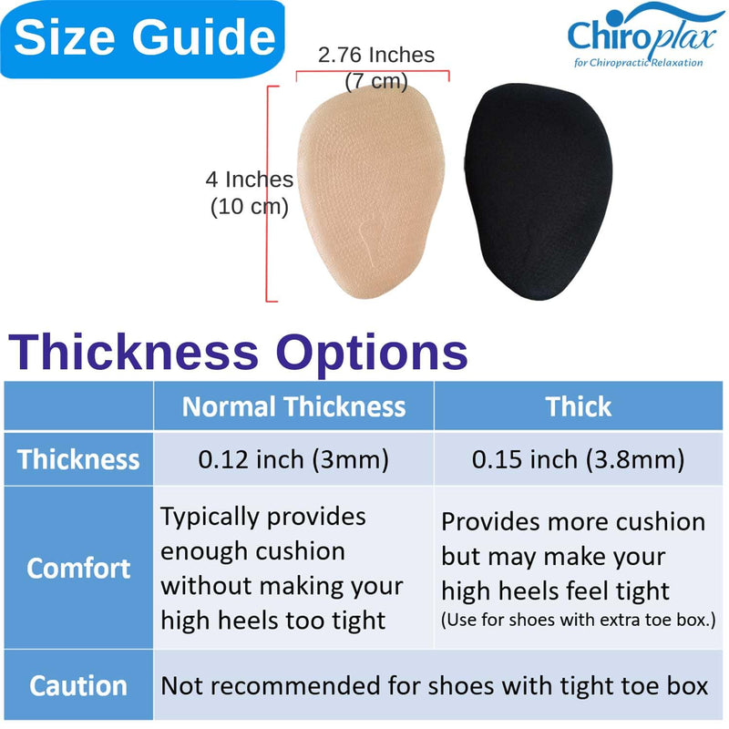 Chiroplax High Heel Cushion Inserts Pads (4 Pairs) Suede Ball of Foot Forefoot Metatarsal Anti Slip Shoe Insoles for Women Thick Combo (Beige & Black)