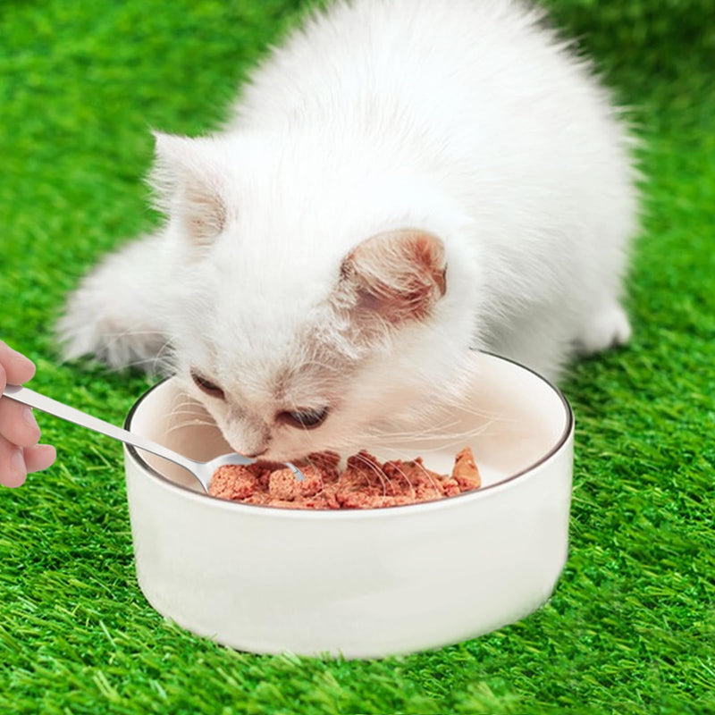4 PCS Dog Food Scoop Cute Pet Can Spoon Stainless Steel Wet Cat Food Storage Long Handle Claw Ladle Portable Small Feeder Scoop for Dog Cat Feed Canned (White Black) - BeesActive Australia