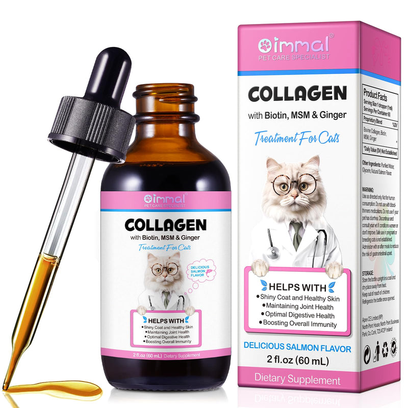 Collagen Drops for Cats, Liquid Collagen for Cats, Complementary Feed with Biotin & MSM for Skin, Coat & Joint Support – Chicken Flavour