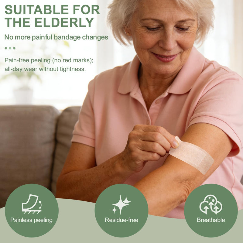 Silicone Bandages for Sensitive Fragile Skin - 2" x 4" 20 Counts & 3/4" x 3" 60 Counts