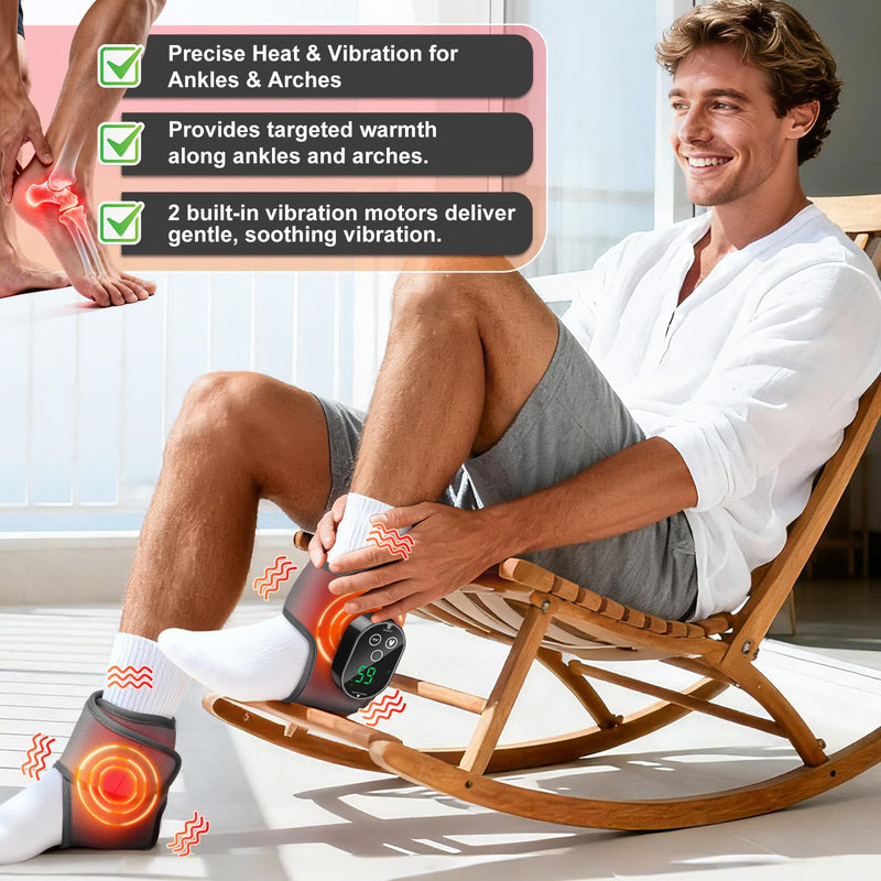 2-Pack Cordless Foot Massager for Neuropathy, Ankle Massager for Pain Relief, Ankle Heating Pad with Massage, 4 Heat Levels, 3 Massage, Foot Massager, Gray Grey Two G - BeesActive Australia