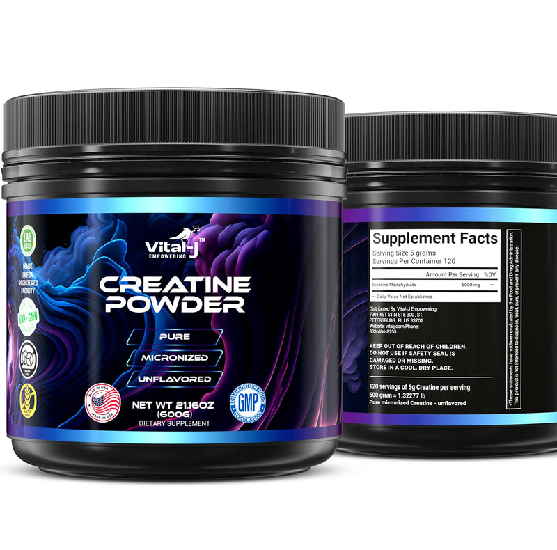 120 Servings Pure Micronized Creatine Monohydrate Powder, Amino Acid Powder - Support Muscles, Cellular Energy and Cognitive Function - Gluten-Free, Unisex, Keto 21.2 Oz