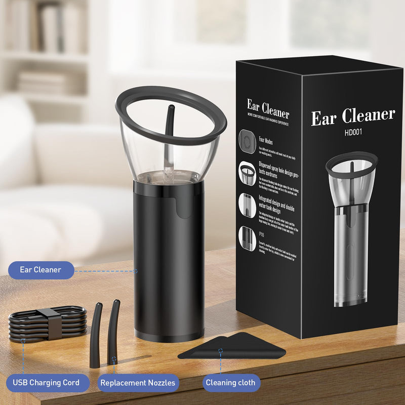 Ear Wax Removal, Retractable Ear Cleaner with 4 Pressure Modes, IPX6, Electric and Water Resistant Ear Wax Removal Kit, Rechargeable Ear Cleaning Tool with USB, Ear Washer for Humans In-home