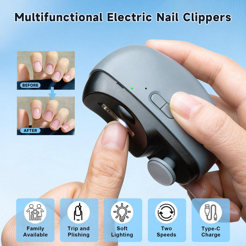 Electric Nail Clipper 3-in-1 Automatic Nail Clippers, Fingernail Toenail Trimmer Electric Toenail Clippers with LED Light Clip Storage 2 Speeds Nail Care Tool for Seniors Adults (White) White - BeesActive Australia