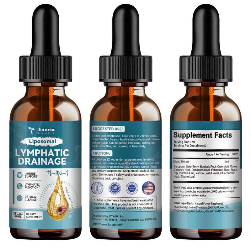 Liposomal Lymphatic Drainage Drops - 11 in 1 Organic Lymphatic Drainage Supplement with Burdock Root, Echinacea, Elderberry, Calendula, Cleavers Herb, Dandelion Supports Lymphatic Health 2 FL.OZ 2 Fl Oz (Pack of 1) - BeesActive Australia