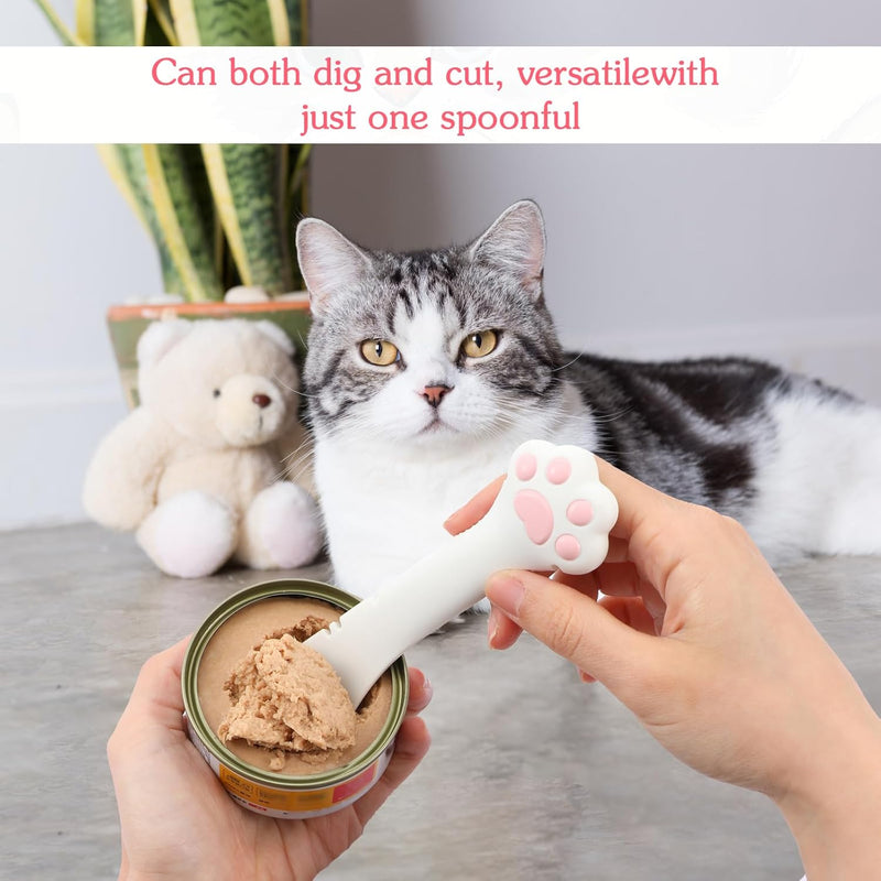 TIESOME Cat Food Spoon Cat Can Opener, Set of 2 Cat Food Spatula Paw Shape Cat Spoons for Food Cute Silicone Pet Food Spoon Dog Food Can Cover Opener Mini Cat Treat Spoon for Wet or Dry - BeesActive Australia