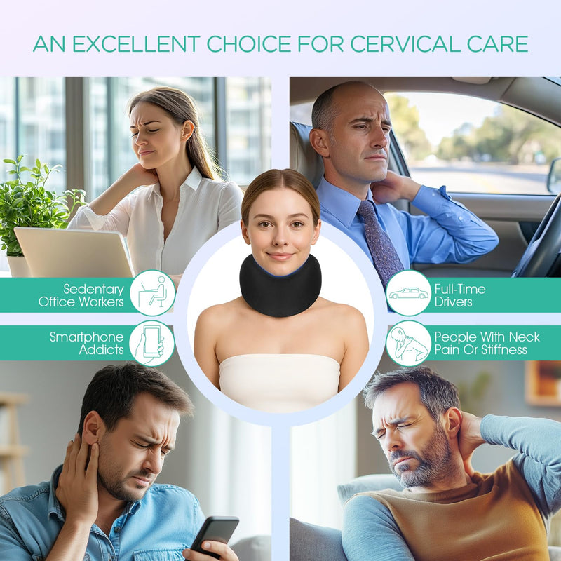 VOYOR-HEALTH Neck Brace, Neck Stretcher for Sleeping, Adjustable Cervical Collar Relieves Pain and Spine Pressure, Neck Support Soft Foam Wraps, Keep Vertebrae Stable for Women & Men NB100