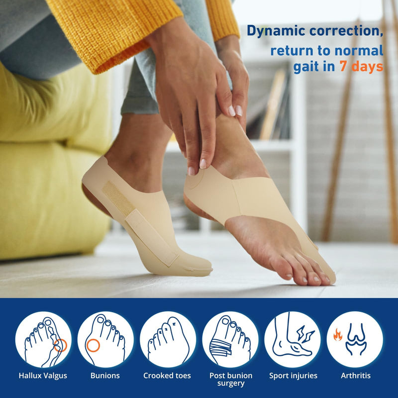 2 Pcs Bunion Corrector & Adjustable Toe Spacer for Women & Men-Big Toe Support with Side & Heel Straps, Hallux Valgus Pain Relief, Comfortable for Day & Night. (2, Beige, M) 1 - BeesActive Australia