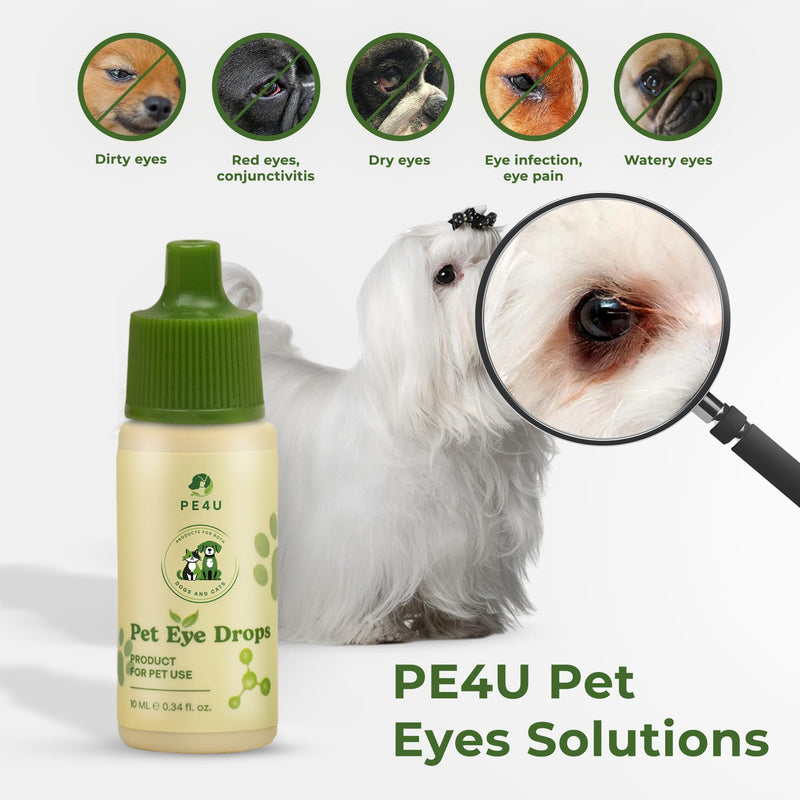 Eye Drops for Dogs & Cats - Veterinary-Recommended Pet Eye Care Solution - Cleanses Dirt, Soothes Redness, Relieves Dryness, Reduces Tear Stains