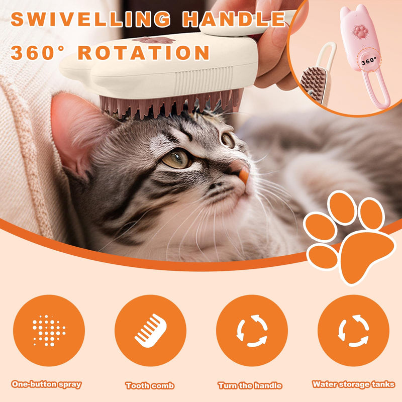 Cat Steam Brush, 3 in 1 Multifunctional Silicone Steam Brush for Dogs, Cat Brush with Steam, Advance Mist Technology for Shedding and Cleaning, Steam Brush for Cats and All Pet (Beige) Beige - BeesActive Australia