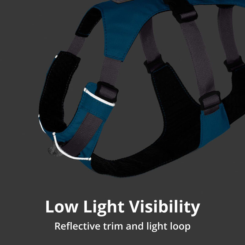 Ruffwear, Flagline Dog Harness, Lightweight and Reflective, No Pull Dog Lift Harness for Hiking, Running and Everyday Use, Blue Dusk, Medium - BeesActive Australia