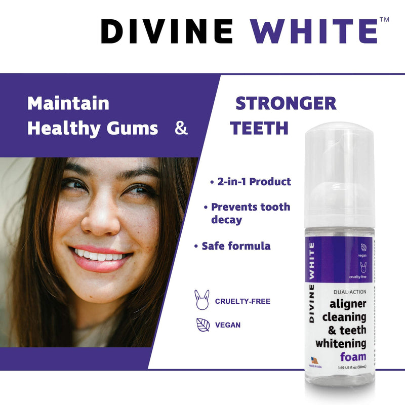 Dual-Action Stain Removal Aligner/retainer Cleaner and Teeth Whitening Foam- Hydrogen Peroxide-Good for Invisalign, ClearCorrect, SmileDirectClub, Candid -Oral Care-Toothpaste Replacement 1.69 Fl Oz (Pack of 1) - BeesActive Australia