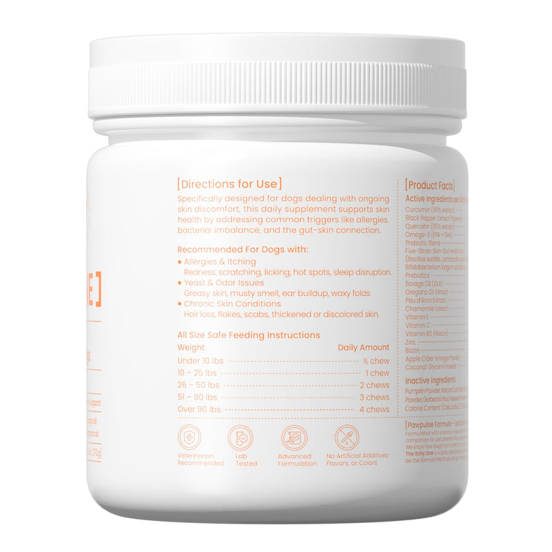 PAWPULSE FORMULA Dog Allergy Relief Chews, Itching Skin Relief for Yeast, Redness and Hotspots, Support Immune and Seasonal Allergy with Probiotics & Omega-3, 90 Chews