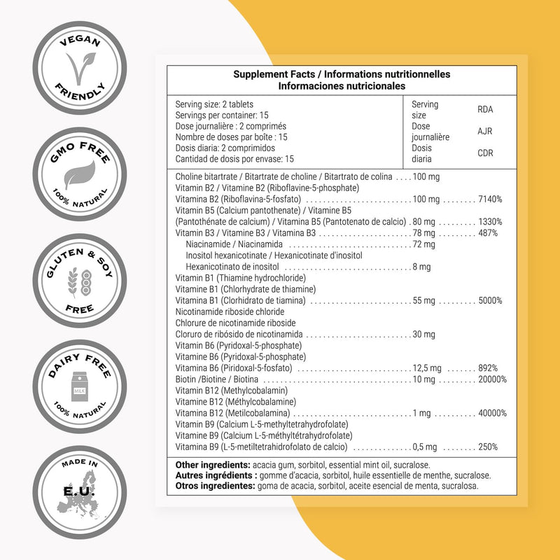 Supersmart - Coenzymated B Formula - Contains All the B Group Vitamins - Five Times More Active | Non-GMO & Gluten Free - 30 Tablets