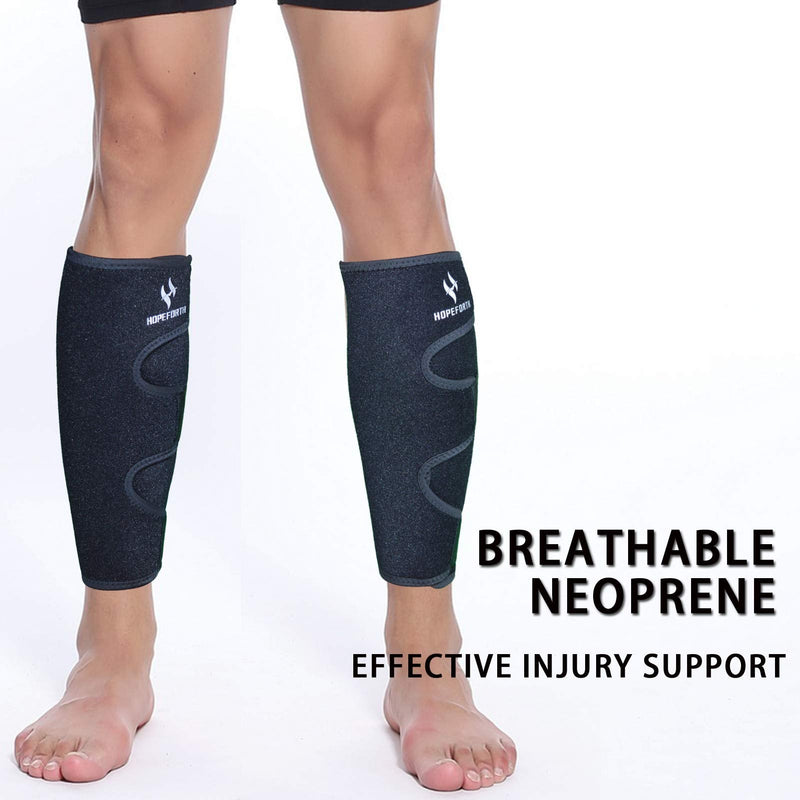 Calf Support Brace 2 Pack Adjustable Shin Splint Compression Calf Wrap ONE SIZE FIT MOST Classic Style Black BLACK