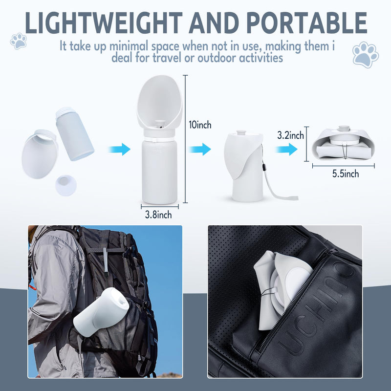Dog Water Bottle, Collapsible, Lightweigh, Leak Proof Portable Travel Dogs Water Dispenser, Perfect Puppy Drinking Bowl for Outdoor Walking and Hiking, Pet Accessories, Silicone, 19oz, Gray Light Gray - BeesActive Australia