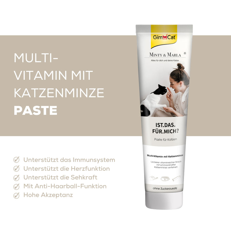 GimCat X Minty&Marla Multi-Vitamin Paste with Catnip - Delicious vitamin-rich snack refined with tasty catnip - 1 tube (1 x 100 g) - BeesActive Australia