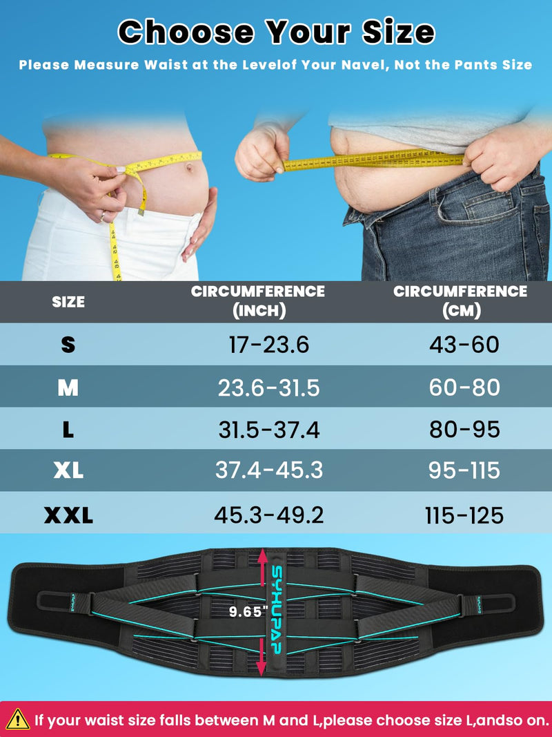 SYXUPAP Back Support Belt for Men Women, Back Brace for Lower Back Pain Relief from Sciatica, Hernated Disc, Scoliosis, Dual Adjustable and Breathable L(Your Waist 32″-37″) Your Weight:145-190lbs - BeesActive Australia