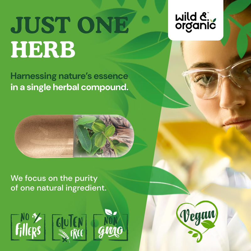 Wild & Organic Arjuna Bark Capsules - Overall Support - Arjuna Powder Supplement - 180 Herbal Capsules - 6-Month Supply - Terminalia Bark & Leaf Extract - Vegan, No Fillers, Non-GMO - BeesActive Australia