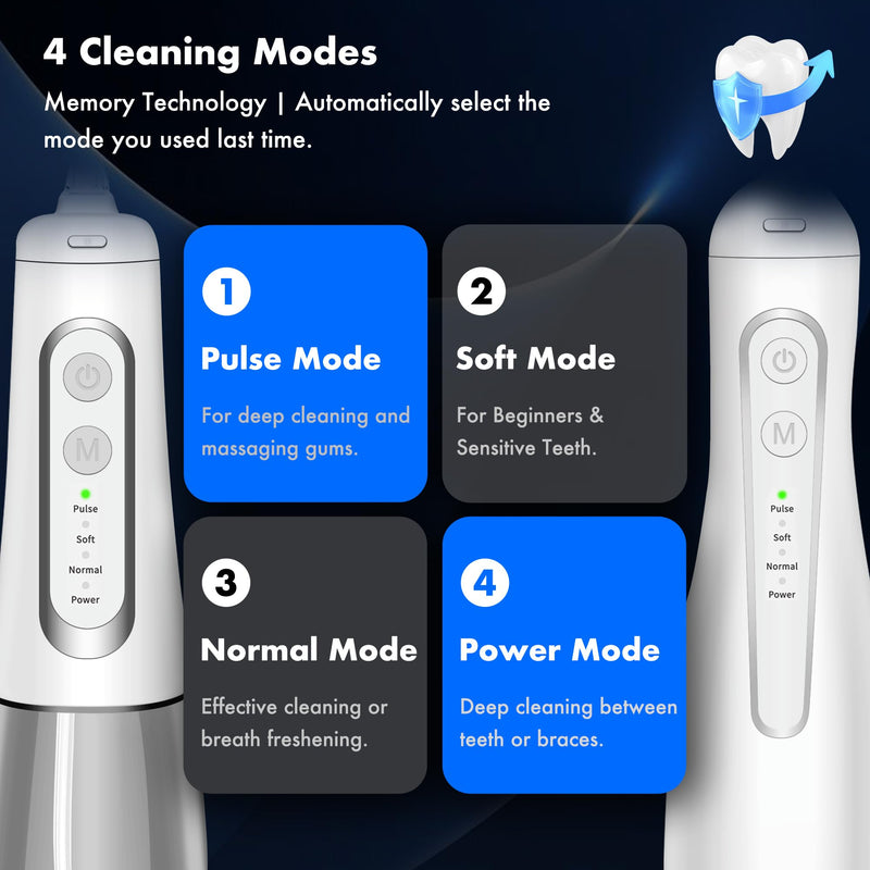 Dygoophy® K1&K2 Cordless Bundle Water Flosser, Dental Set Oral Irrigator 300ml Tank, IPX7 Waterproof, 4 Modes, 30-Day Battery, Quiet Design for Braces, Sensitive Gums & Complete Dental Care (White)