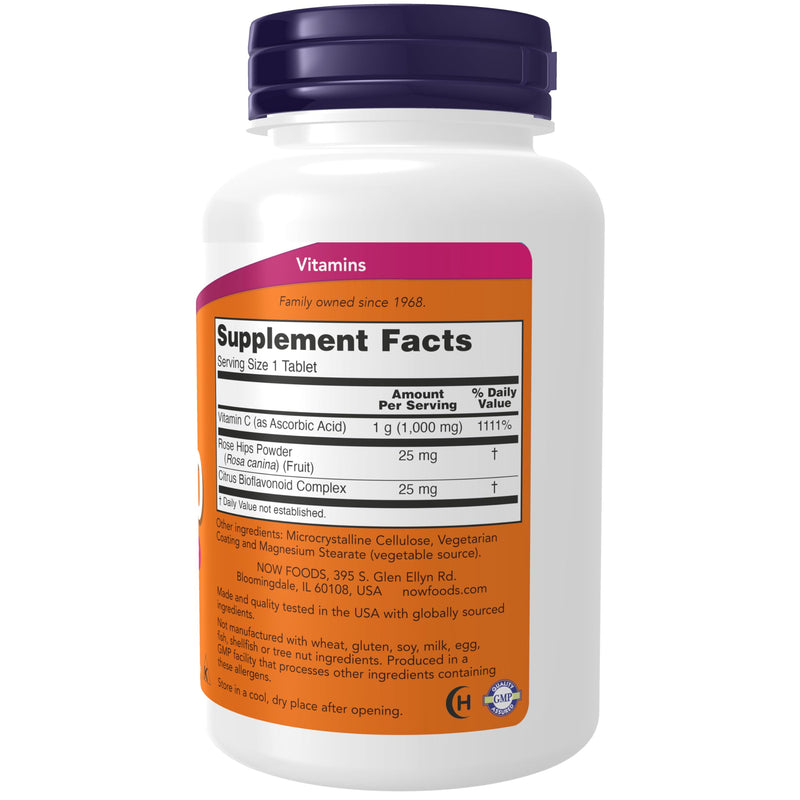 NOW Foods Supplements, Vitamin C-1,000 with Rose Hips & Bioflavonoids, Antioxidant Protection*, 100 Tablets 100 Count (Pack of 1)