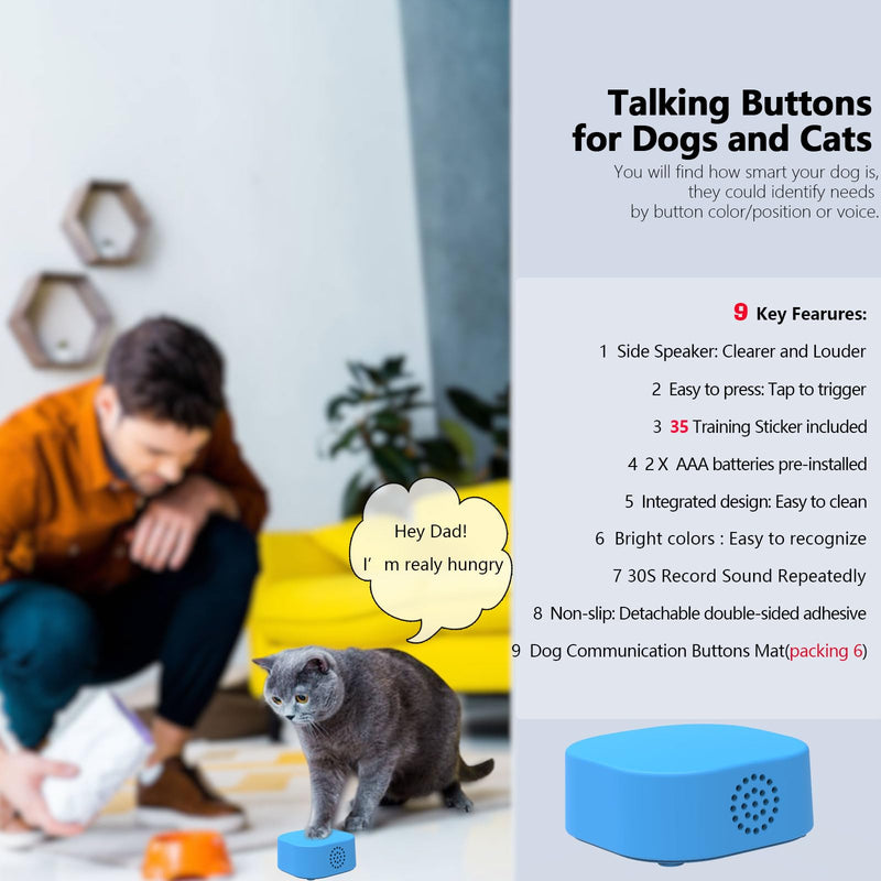 Dog Buttons for Communication Voice Recording Training Buzzer 30S Repeatable Pet Speaking Puzzle Toy for Cats & Dogs Clicker Dog Talking Button Set for Study Office Home 4 Packs Dog talking button set pack of 4 - BeesActive Australia