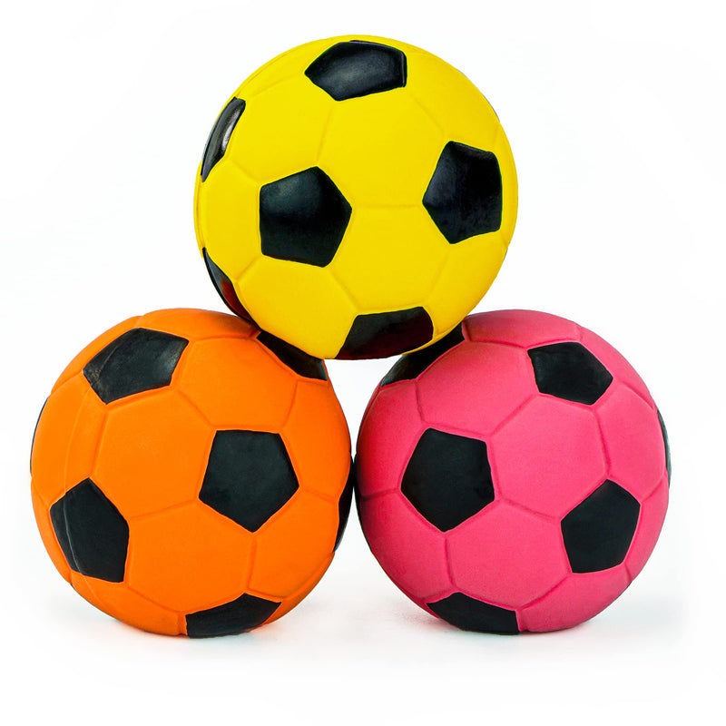 CHIWAVA 3PCS 2.7'' Squeak Latex Dog Toy Football Chew Fetch Throw Ball for Medium Dogs Interactive Play 2.7" Medium Dogs 3 Pack - BeesActive Australia