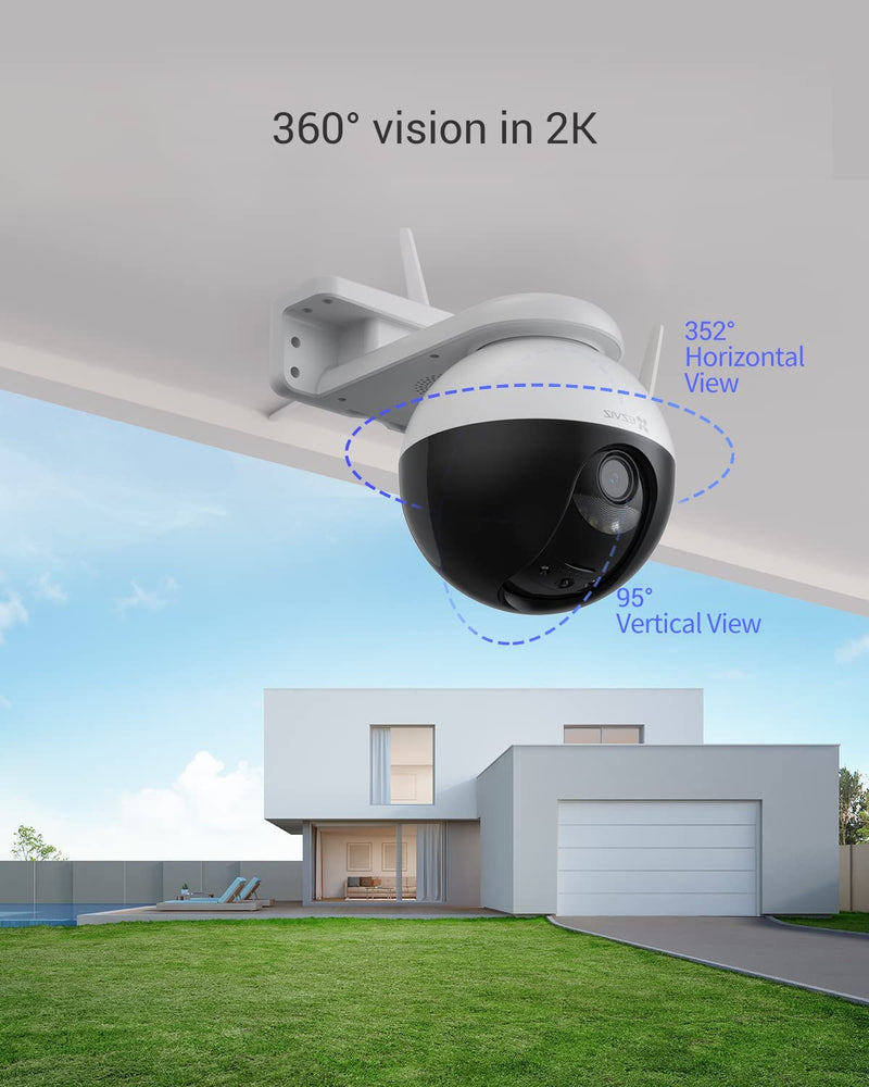 EZVIZ Outdoor Auto-Tracking Camera, 2K, 12 Pre-Set dots Tracking,360° Visual Coverage, Waterproof, Color Night Vision, AI-Powered Person and Vehicle Detection,Two-Way Talk| C8W Pro 2K (4mm) 2K Auto-Tracking&Vehicle Detection-4mm - BeesActive Australia
