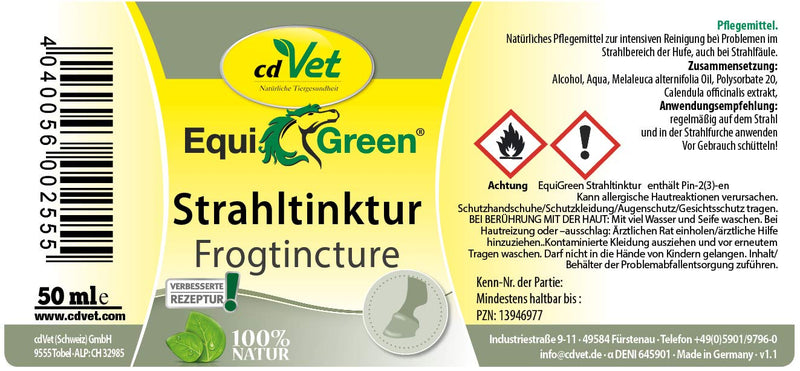 cdVet EquiGreen Jet Tincture - Tincture against thrush and for hoof care for jet problems for horses and ponies 50 ml - BeesActive Australia