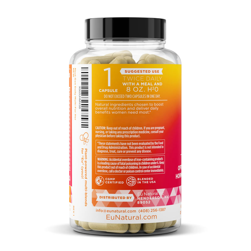 Multivitamin for Women, 22 Vitamins with Iron & DHA, 60 Veg Capsules | Vitamins for Immunity, Beauty, Brain, Energy, Bones and Heart - Vitamin C, D, E, K, Iron, B6 and DHA -