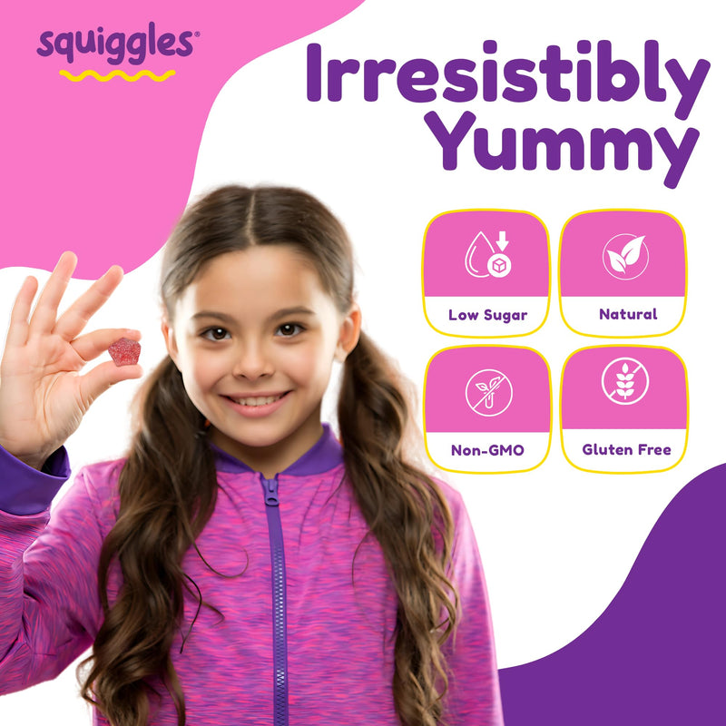 Squiggles Sniffle Berries Elderberry Gummies for Kids Immune Support, 100ct | Kids Immunity Gummies with Bee Propolis & Echinacea, Chewy Elderberry Kids Gummy Vitamins for Health, Toddler Immune Booster