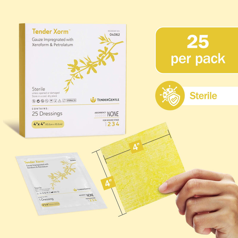 Xeroform Petrolatum Dressing 4x4-25 Sterile Petroleum Gauze Dressings - Mesh Occlusive Gauze Strip for Wound Care - Individually Wrapped, Absorbent, Non Adherent, and Latex Free - BeesActive Australia