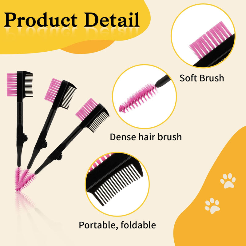 3 Pcs Dog Tear Stain Comb, Dog Face Comb, Dog Eye Brush, Tear Stain Comb for Small Dogs, Pet Tear Marks Brush, Pets Eye Cleaning Combs, Removing Crust Mucus and Flea Pink - BeesActive Australia